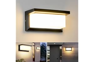 ‎BENMA BENMA LED Wall Light, IP65 Waterproof 18 W Warm White 3000 K Aluminium Rectangle Outdoor Wall Light for Garden Front Bathroom Porch Garage 260 x 125 x 125 mm