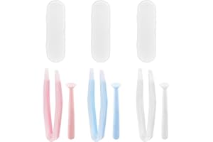 Desenda 3 PCS Contact Lens Applicator Kit, Portable Contact Lens Remover and Inserter Tool with Tweezers Suction Stick Storage Case (Pink, White, Blue)