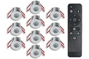 ‎LEDUX 3W LED Mini Einbaustrahler, Aluminium, IP65 Wassergeschützt, 3000K Warmweiß, Dimmbar mit Funk, Innen- und Außenbeleuchtung ideal für Terrassenüberdachung, Badezimmer, etc (Silber, 10x Minispot)