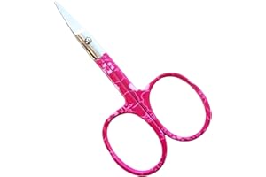 ASM INSTRUMENTS ASM Premium Nail Scissors Curved Manicure Cuticle Scissors - Heavy Duty Cuticle Trimmer for Eyebrow, Beard & Nose Hair Trimming 3.75" - Ideal Christmas Gifts for Women & Men (Pink)
