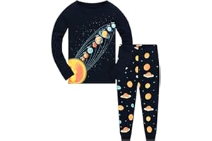 CM-KID Boys Pyjamas Sets 100% Cotton Dinosaur Nightwear Toddler Clothes Kids Winter Long Sleeve Tractor Sleepwear Christmas Pjs Sets 2 Piece Outfit Xmas Gift Age 1 to 7 Years