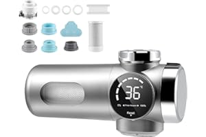 QCXWCJWD Water Filter Tap with 2 Filters, UV Sterilisation, 12-Stage Filtration, Temperature Display, 1L/min Flow Rate, Rated 1000L Total Capacity, Kitchen Sink Water Filter for Cooking, Baby Formula, Washing