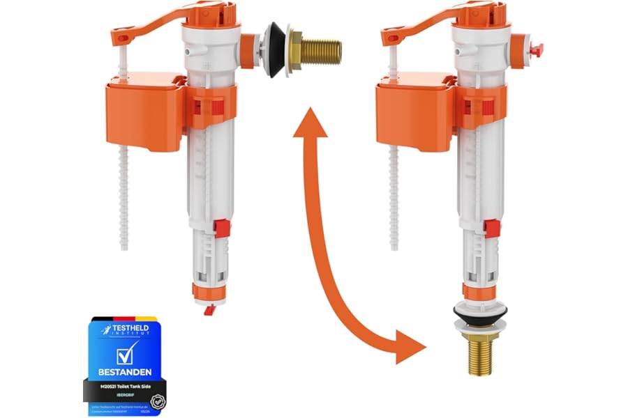 Ibergrif M20521 G 3/8 de Pulgada Sistema de Alimentación Lateral o Inferior del Tanque del Inodoro, Válvula de Llenado de Ino