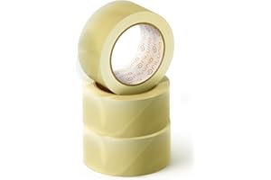 OFITURIA Lot de 3 rouleaux de ruban adhésif transparent pour emballage de cartons d'expédition et de déménagement 36 cm x 60 m
