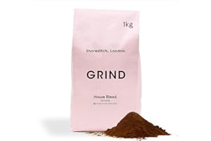 Grind House Blend Ground Coffee – 1kg Bag – Medium Roast – 100% Arabica – Suitable for Cafetière, Moka Pot, AeroPress and Filter Brew – Ethically Sourced