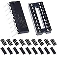 DAOKAI 10 Pcs L293D Stepper Motor Drivers Controller DIP16 4 Channel Motor Drivers Chip for Arduino with 10 Pcs 16P IC Socket