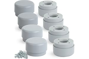 F!XBL Nóżki meblowe regulowane nóżki do mebli, Ø 55 mm, wysokość 23-35 mm, zestaw 8 nóżek meblowych, okrągłe, szare