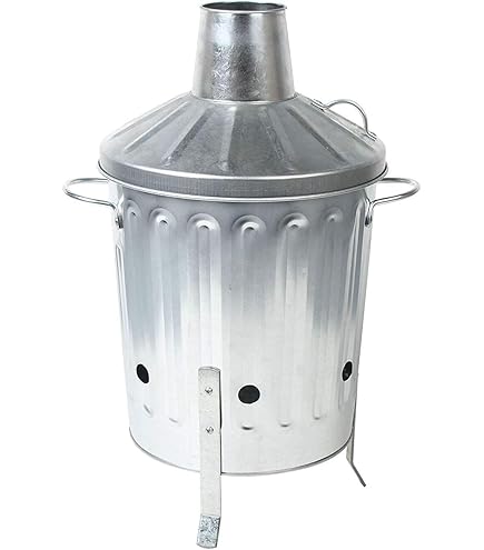 75 Litre Galvanised Metal Incinerator Fire Bin Burning Bin Garden Burner Dustbin Composter For Rubbish Paper Documents Wood Waste Leaves