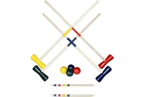 UISEBRT Jeu de crocket pour le jardin - Jeu de croquettes en bois - Jeu de 4 joueurs - Jeu de croquettes