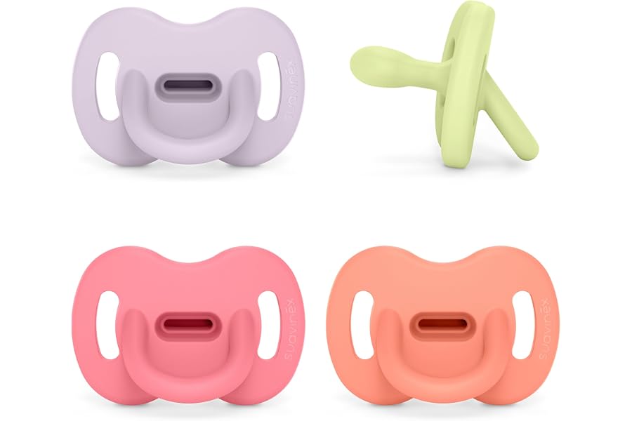 Suavinex, Pack 4 Chupetes Todo Silicona, para Bebés 0/6 Meses y Recién Nacidos, con Tetina Fisiológica SX Pro, Súper Blandito