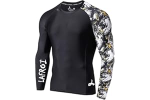 LAFROI Męska koszulka termoaktywna z długim rękawem, UPF 50+ Performance Fit, Kompresja, Rash Guard - CLYYB