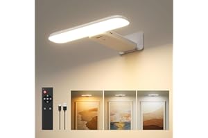FULEN Luce Per Quadri Senza Filo, Lampada Da Parete Ricaricabile, Luci LED Applique Con 3 Temperature Di Colore, Telecomando, Luce Per Specchio E Dardo, Bianco