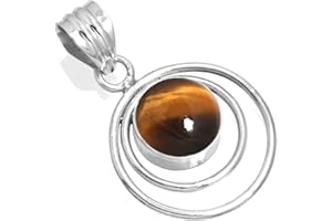 Jeweloporium 925 Sterling Argent Fait Main Pendentif for Femmes 10 MM Rond Gemme Costume Argent Bijoux for Gift (99515_P)