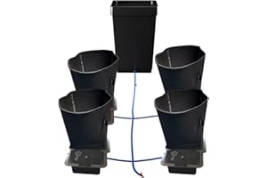 PuraPlants Bewässerungssystem mit AutoPot 1Pot-Komponenten und 15 Liter Feltpot Stofftöpfen - stromloses Grow-System für 2/3/4/6 Pflanzen – AquaValve5, Schläuche & Zubehör (4Pot)