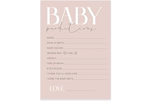 THE LITTLE PARTY COMPANY Baby Shower Games - Pack of 20 Baby Prediction Cards- Blush Pink Minimal Design-Unisex (BSBlushPR20)
