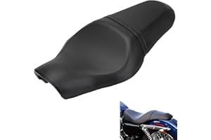 DgNeLai Motorcycle 2-Up Driver Passenger Seats Front Rear Cushion Pad Black Leather Replacement for Harley Davidson Sportster Iron 883 1200 48 72 XL XR Custom 2004-Up