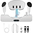 MAKINGTEC Charging Dock for Oculus Quest 3, VR Headset Charging Stand with 2 Rechargeable Batteries and Indicator