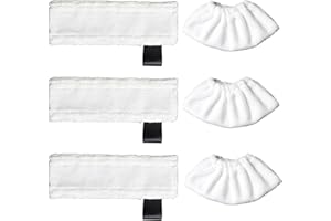 ANBOO Zestaw 6 ściereczek z mikrofibry do odkurzacza parowego Kär-cher SC 1 SC 2 SC 3 SC 4 SC 5 SV 7, zmywalna ściereczka podłogowa do wszystkich podłóg (3 ściereczki do podłogi + 3 pokrowce z