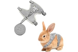 NJCXOLA Geschirr für Kaninchen, verstellbar, atmungsaktiv (Grau, M)