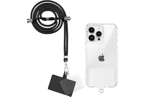 Yoedge Uniwersalna smycz do telefonu komórkowego, regulowana, odpinana, nylonowa lina na szyję łańcuszek na szyję pasek na ramię pasek z 2 łatkami do większości telefonów i smartfonów, czarny