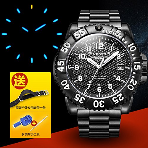 high quality mens watches Tritium Men's Automatic watch Fashion clock Mechanical Wristwatch military Male Outdoor Sport Watches (blue)