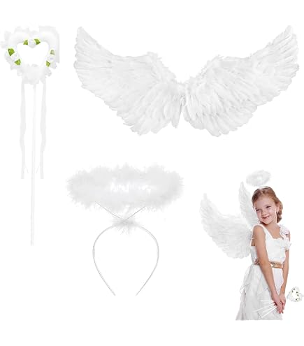 Engel Kostüm Für Mädchen 3–4 Jahre – Weißes Kleid Mit Flügeln, Perfekt Für Weihnachten & Feiern