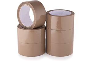 Wolf Tapes Packaging Tape, Heavy-Duty Parcel Tape for Packing, All Purpose Strong Adhesive Tape, Secure Sticky Seal for Boxes, FSC Certified Shipping Tape, Pack of 6 48MM x 66M (Brown)