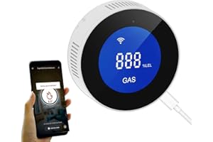 Wiby Rilevatore Fughe Gas Metano CH4 | Wi-Fi, App, Compatibile con Alexa e Google Home | Allarme 85dB, Display LCD | Certificato EN 50194 | Ideale per Cucina e Caldaia