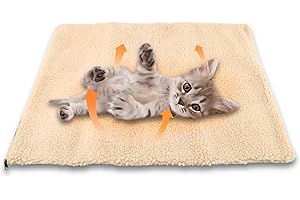 shallyong Selbstheizende Decke für Katzen Hunde, Wärmematte Katzendecke Hundedecke 60x48cm, Haustiere Wärmematte Winter, Selbstwärmende Hundmatte, Flauschig Waschbar, Geräuschlos rutschfest (Gelb, M)