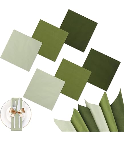 140 Servietten In 3 Grüntönen – Salbeigrün, Mint & Dunkelgrün, 33x33 Cm, 2-lagig, Für Party & Dekoration