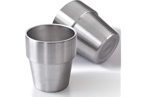Newk Lot de 2 gobelets en acier inoxydable de 300 ml - Double paroi - Pour barbecue, maison, bureau, fête, conduite