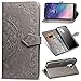 Produktbild Misteem Mandala Hülle Galaxy A6 Plus 2018, 3D Retro Blume Motiv PU Leder Hülle Klappbar Flip Wallet Case Cover Bookstyle Stoßfest Stand Magnet Brieftasche mit Kartenhalter Schutzhülle für Samsung Galaxy A6 Plus 2018 - Blumen Grau