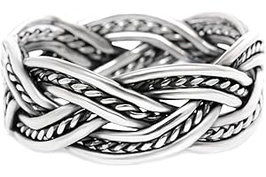 Windalf Nordischer Vintage Silberring THORNGAD 8 mm Vikings Partner Silberring Zopf-Muster Bohemia Geflochtener Freundschaftsring Handarbeit aus 925 Sterlingsilber