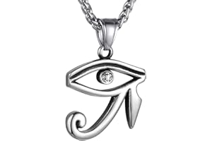 GOLDCHIC JEWELRY Collana Uomo Croce Ankh, Occhio Horus, Egitto, Collana Retro, Collana in Acciaio Inossidabile, Ciondolo arengto/placcato oro/nero,Regalo Confezione