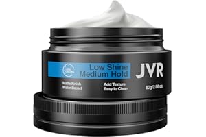 JVR Hair Clay for Men, Matte Clay with Medium Hold & Low Shine, Hair Styling Pomade for Volumising, Defining & Texturising, Long Lasting, Easy To Wash Out for all Hairstyles Cream 80g
