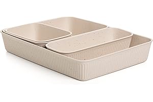 Tatay Set de 4 Organizadores de cajones, 1ud Slim + 1ud A6 + 1ud A5 + 1ud A4, Baobab ECOHOME, de Polipropileno, Libre de BPA, Material 100% Reciclado