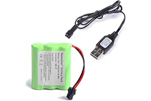 NEWASHAN 2400mAh 3,6V Batterie pour RC Voiture Jouet Avion Robot électrique Truck Camion Télécommandée Radiocommande Rechargeable Ni-MH AA Piles Accu avec Câble de Charge (SM-2P)