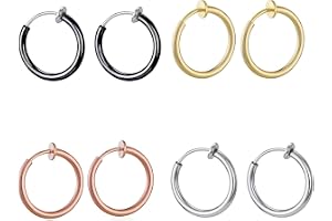 4 Pezzi Anelli Da Naso Finti In Acciaio Inossidabile | Septum Piercing Finto | Non Piercing | Con Scatola | Colore Nero