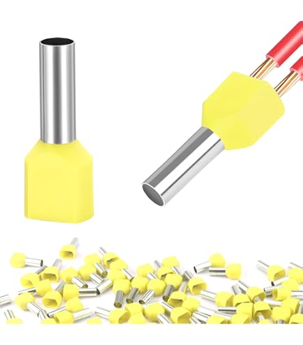 Terminali Isolati Gialli Kalitec - 100 Pezzi Per Cavi 6mm&sup2;, Lunghi 12mm, Qualit&agrave; Industriale