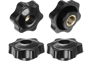 QUARKZMAN 4 st M10 stjärnknoppar med hongänga, 38 mm huvud, plast med genomgående hål, mässingsskruv, gängade tryckhandtag, s