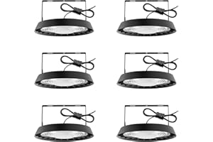 toobettp 6pcs UFO LED Naves Industriales LED, 200W Lámpara de Alta Bahía Iluminacion LED, 20000LM Foco LED Industrial, 6500K Impermeable IP65 Foco LED Industrial para Patio, Garaje, Fábrica, Taller