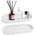 Plateaux Salle De Bain Silicone Motif Marbre - Lot De 2 - Rangement Élégant Pour Bijoux Et Cosmétiques