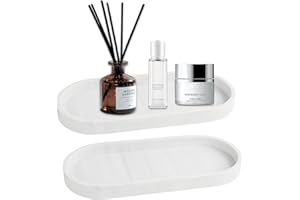 FENGQQKJ Lot de 2 plateaux de salle de bain en silicone motif marbre - Boîte de rangement pour bijoux - Cosmétique - Décoratif