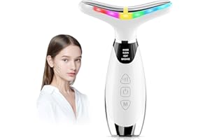 YUJIABE Masajeador Facial Electrico Antiarrugas Reductor: Máquina de Belleza EMS Lifting de 3 Modos Masajes 7 Colores 45 °C - Aparatos Escultor Facial Reafirmante e Liftante Líneas del Cuello Cara Mujer Blanc