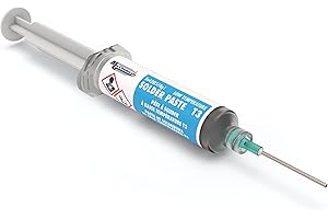 MG Chemicals 4902P Sn42Bi57Ag1 Pâte à souder basse température T3, sans plomb, sans nettoyage, distributeur pneumatique de 25 grammes (complet avec piston et embout de distribution)