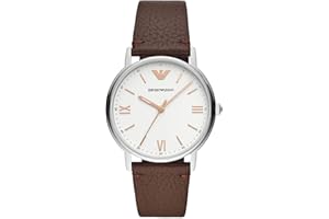 Emporio Armani Watch for Men, Quartz Three Hand Movement and 41mm Case Size with Leather Strap