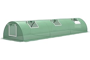 Outsunny Serre de Jardin Tunnel Mini Serre Tunnel 300 x 80 x 45 cm 5 fenêtres enroulables bâche PE 140 g/㎡ métal époxy Vert