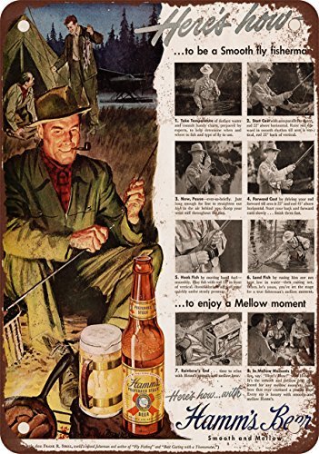 1949 Hamm da birra e pesca vintage look Reproduction metal Tin Sign 30,5 x 45,7 cm