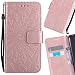 Produktbild LEMORRY Huawei Honor 6X / Mate 9 Lite / GR5 2017 Case Leather Flip Wallet Pouch Slim Fit Bumper Protection Magnetic Strap Stand Card Slot Soft TPU Cover for Huawei Honor 6X, Blühen Rose Gold über