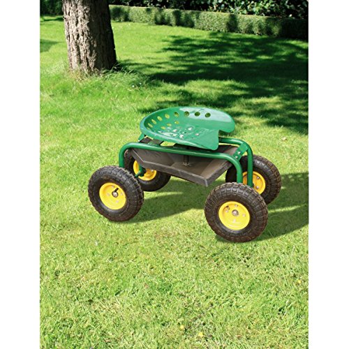 Preisvergleich Produktbild VARILANDO fahrbarer Gartensitz mit Luftbereifung Sitzwagen Scooter Gartenwagen Gartensitzwagen Rollsitz Gartenhelfer Senioren